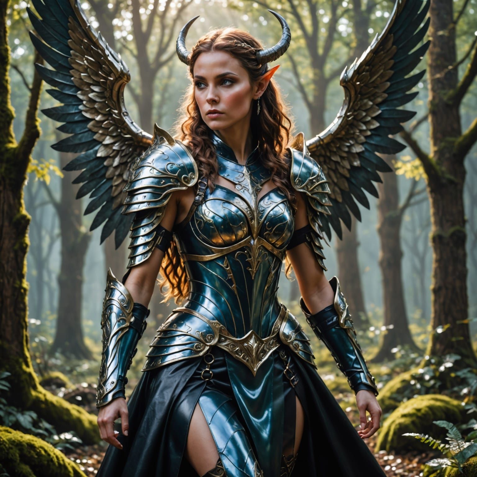 Hyperrealistic Warrior Princess in Shiny Armor