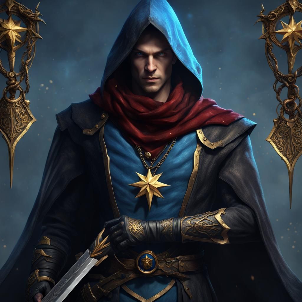 Fantasy Assassin with Swords, Detailed Matte Painting