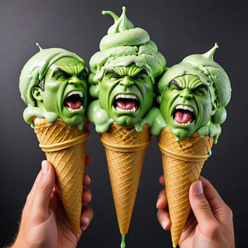 The Incredible Hulk and His Twin Enjoying a Triple-Decker Gr...