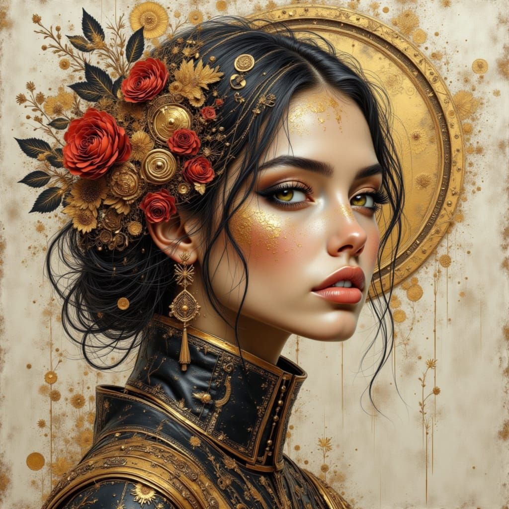 Luxe Visions: Untamed Beauty in Ancient Gold