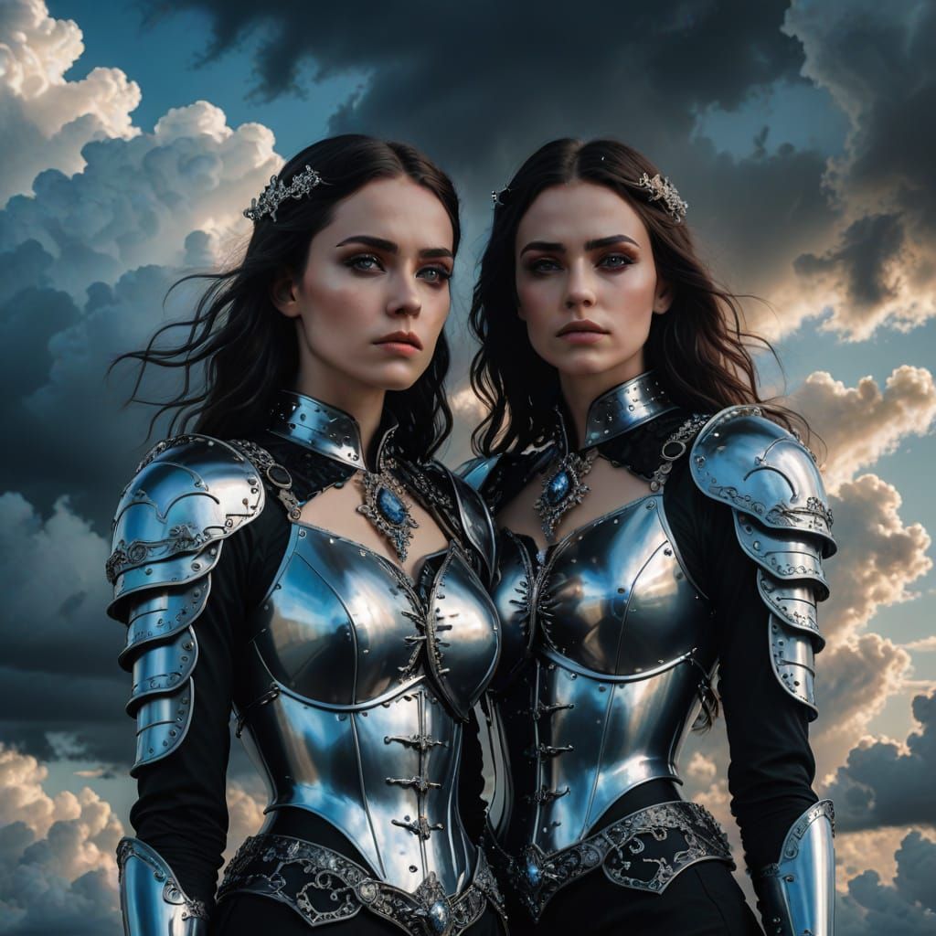 Gothic Portrait of Twins in Diamond Armor