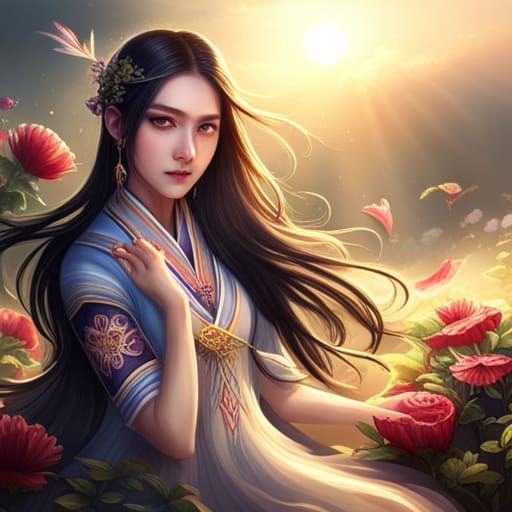 Chinese Woman in Traditional Dress: Anime Art