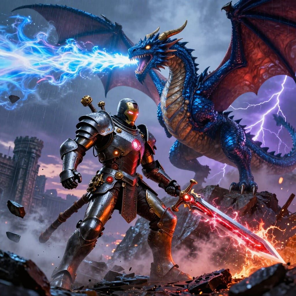 Steampunk Knight vs. Blue Dragon Cinematic Battle