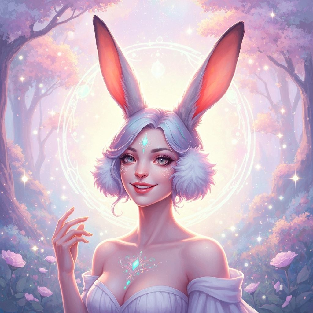 Enchanting Woman-Rabbit Hybrid in Ethereal Fantasy Style