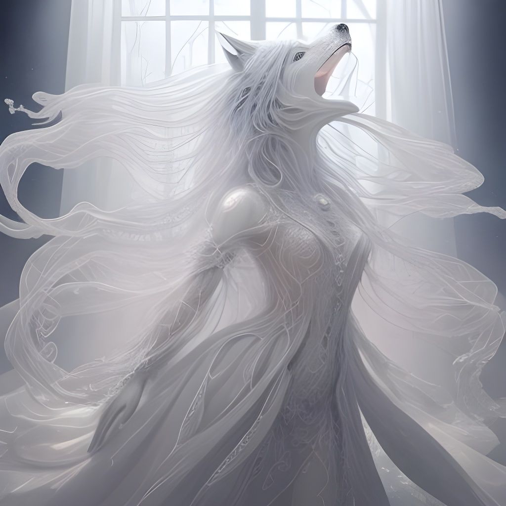 Ethereal Wolf Portrait in Watercolor Style