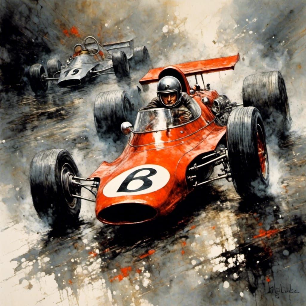 1966 McLaren Formula One Race in Retro Style
