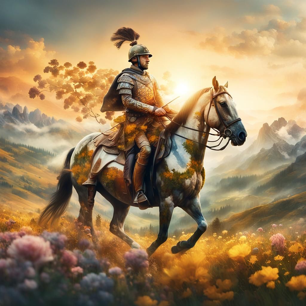 Roman Soldier Double Exposure: Surreal Digital Art