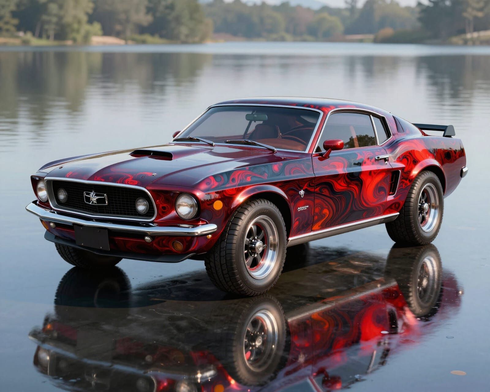 1970 Mustang by Calm Lake in Glossy Alcohol Ink Style