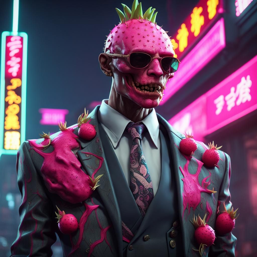 Dragon Fruit Zombie Yakuza in Cyberpunk Style