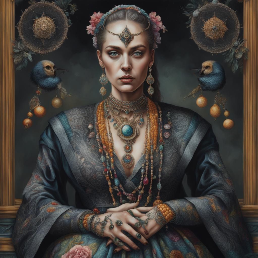 Hyperrealistic Portrait: Woman in Colorful Clothing