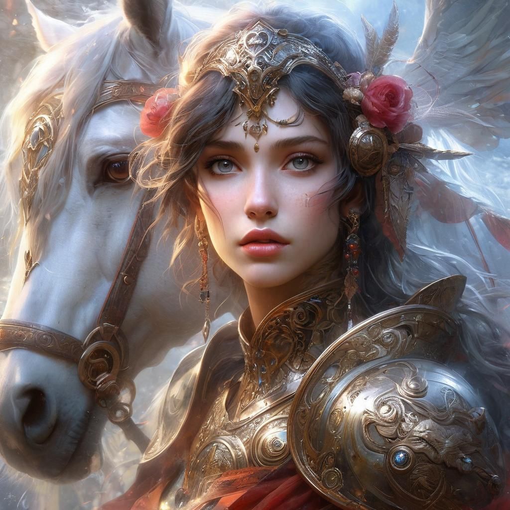 Fantasy Warrior Princess Portrait in Artgerm Style