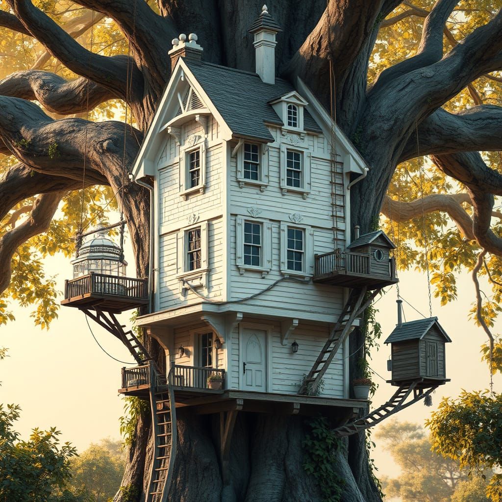 Whimsical Treehouse Village in Rustic Detail