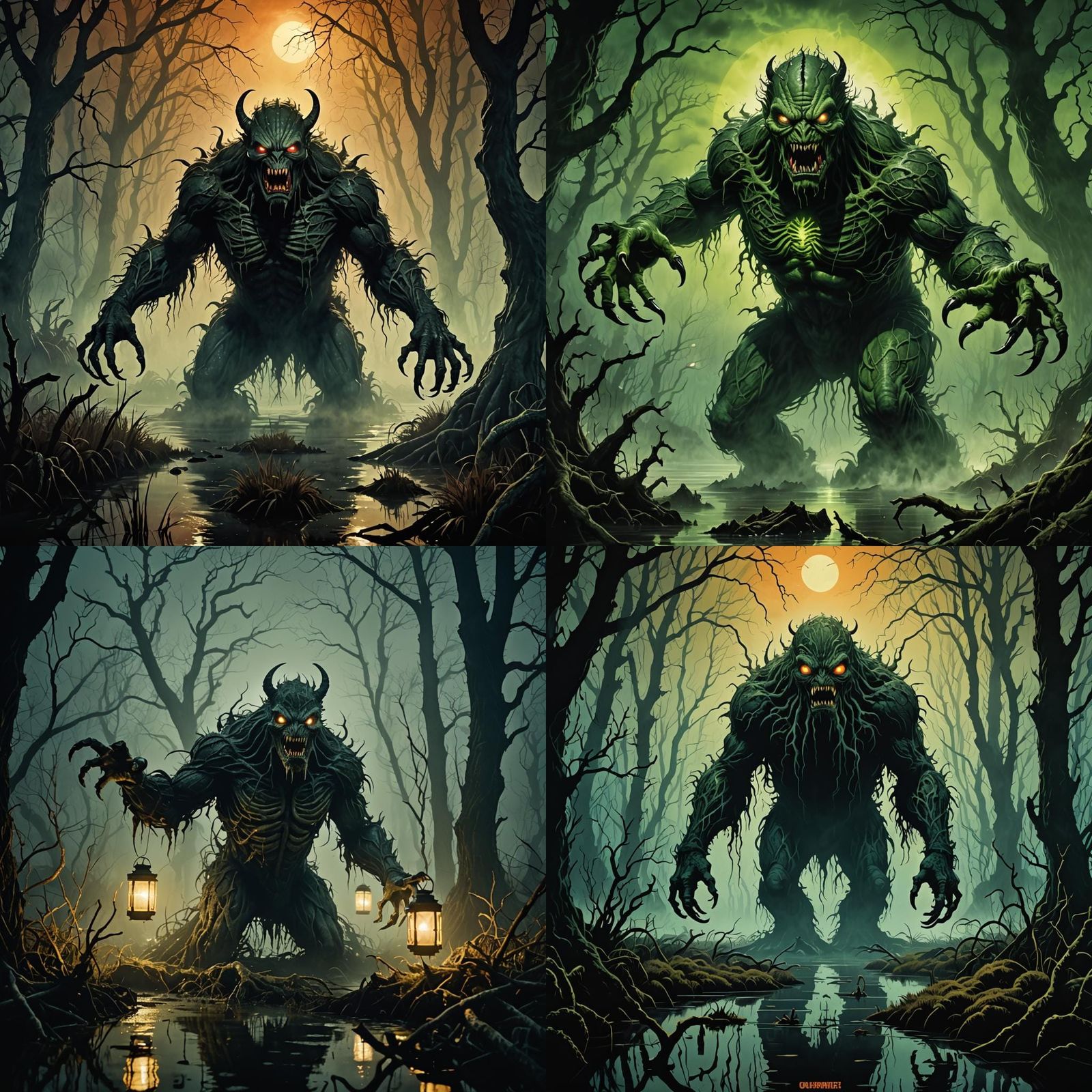 Retro-Style Monster Emerges from Foggy Marsh in Classic Horr...