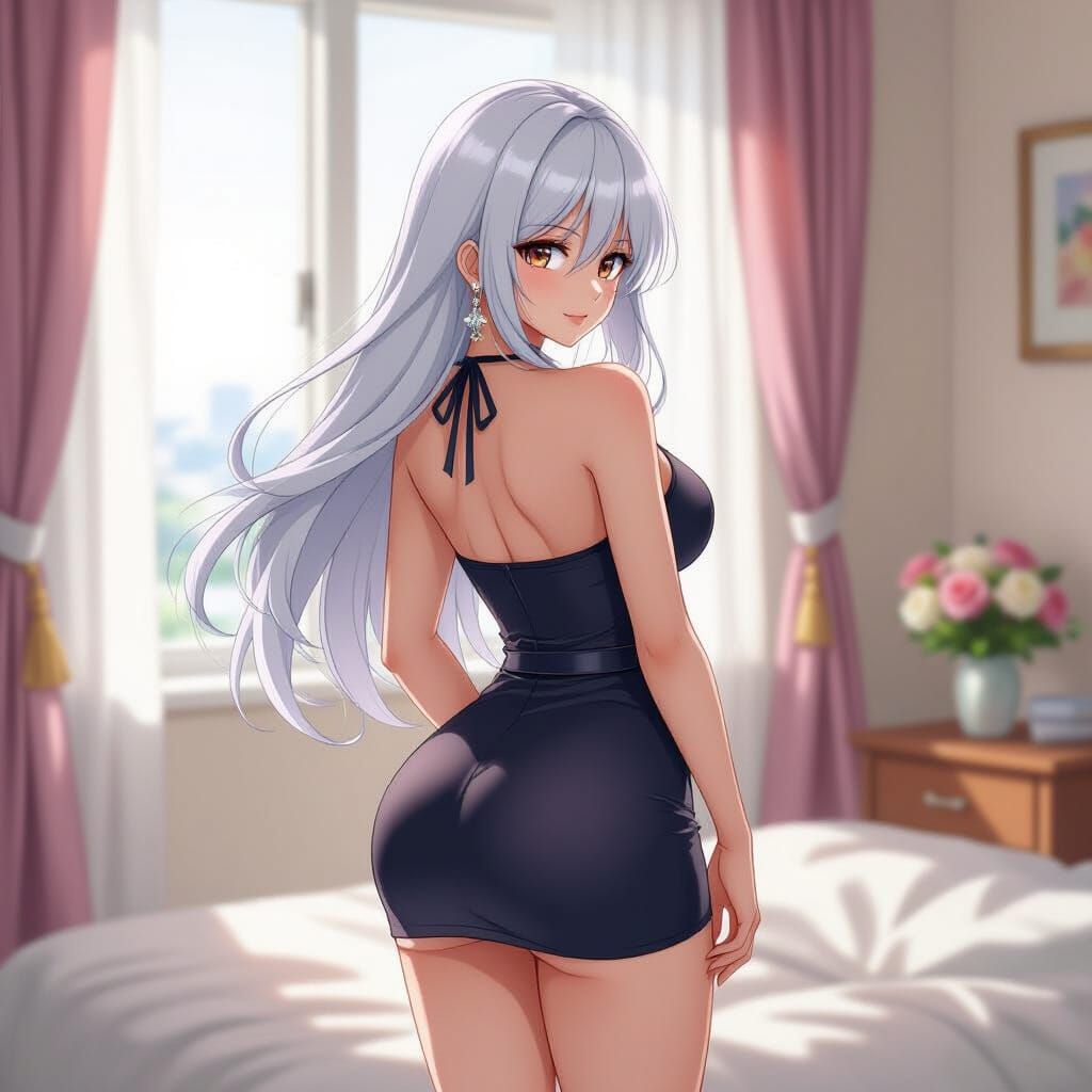 Anime Woman in Romantic Pose, Makoto Shinkai Style