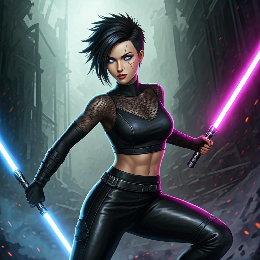 Sleek Jedi Warrior in High-Tech Armor