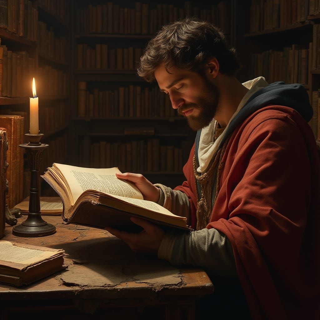 Michelangelo in a Secret Vatican Library, Baroque Style