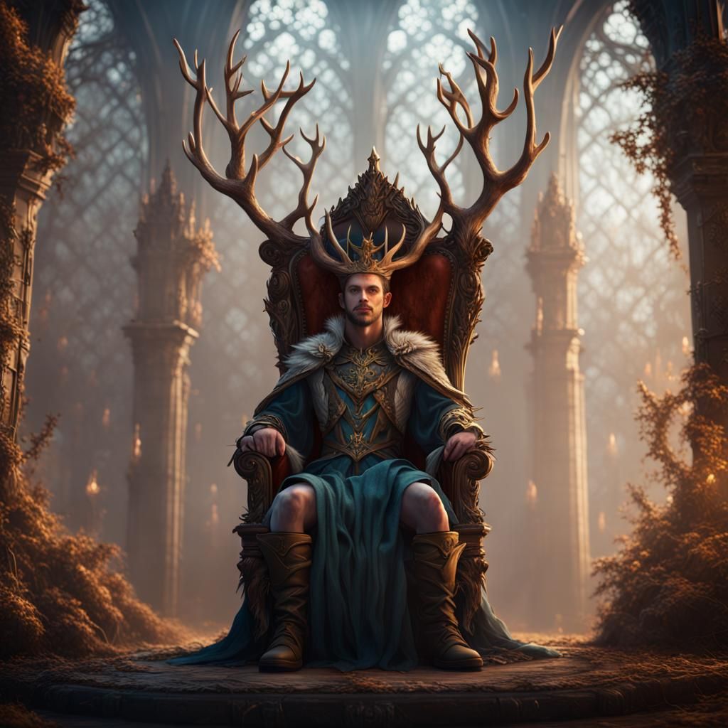 Fae King on Throne with Antlers