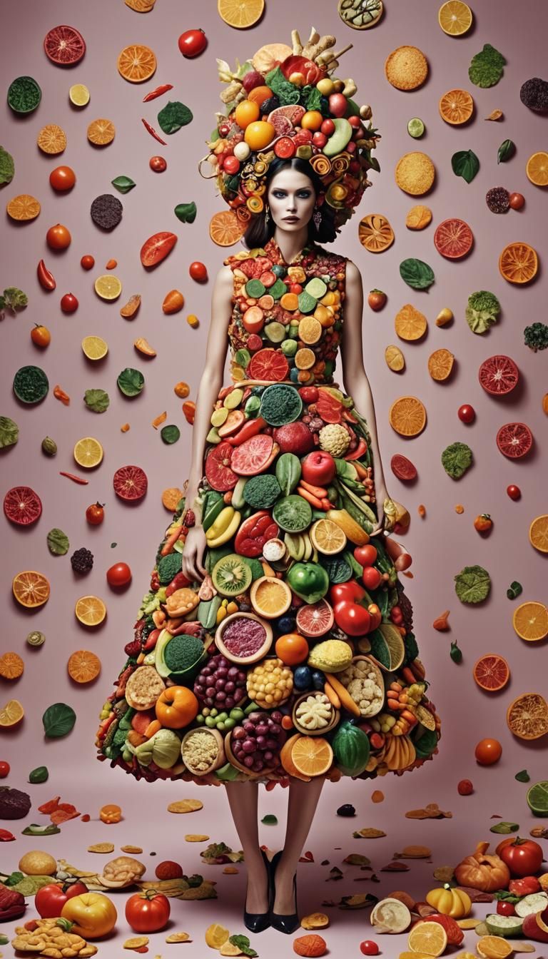 Models in Clothes Made Out of Food
