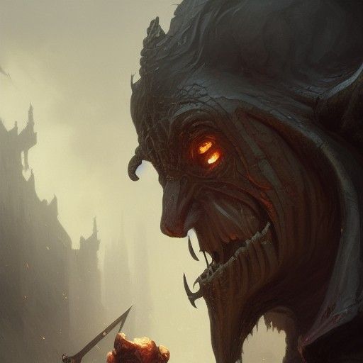 Hobgoblin Priest Headshot: Dark Fantasy Oil Painting