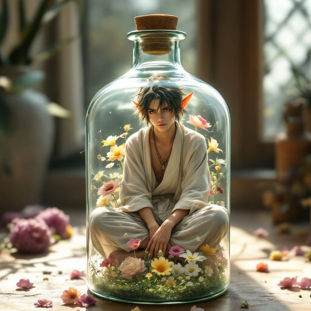 Pixie in an Enchanted Glass Bottle