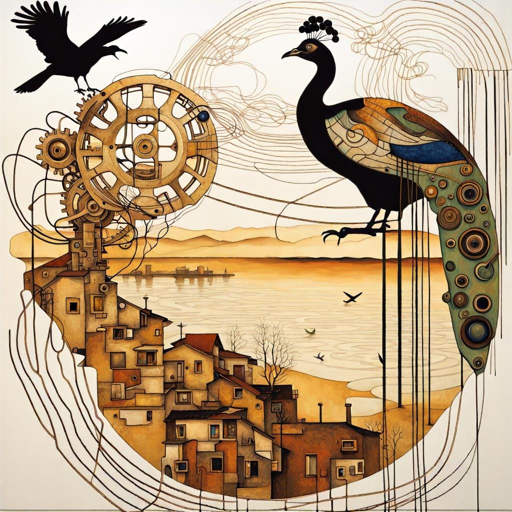 Surreal Circuitscape in Decadent Expressive Style