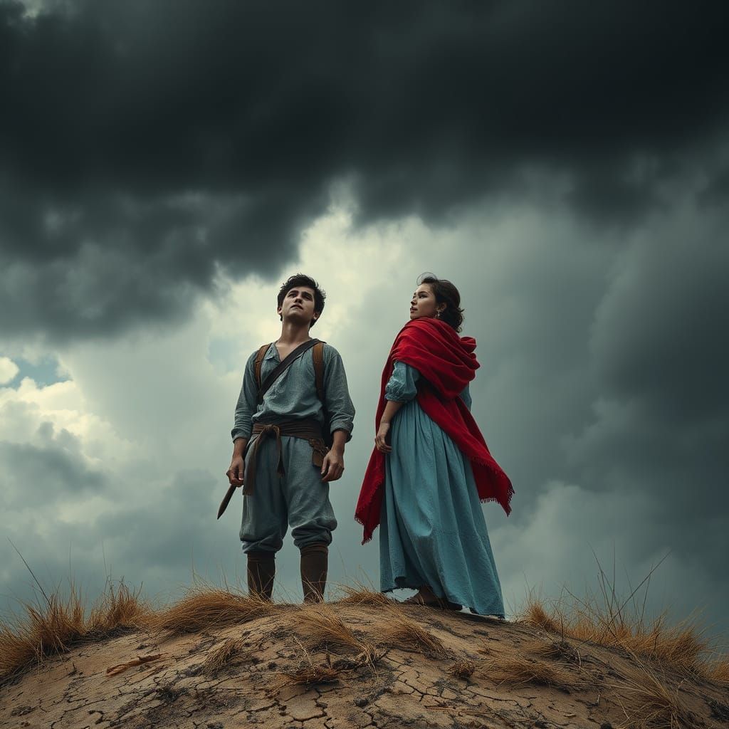 Medieval Couple Faces the Coming Storm