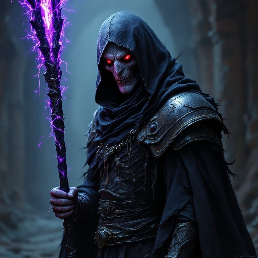 Gothic Dark Fantasy Lich in Steampunk Setting