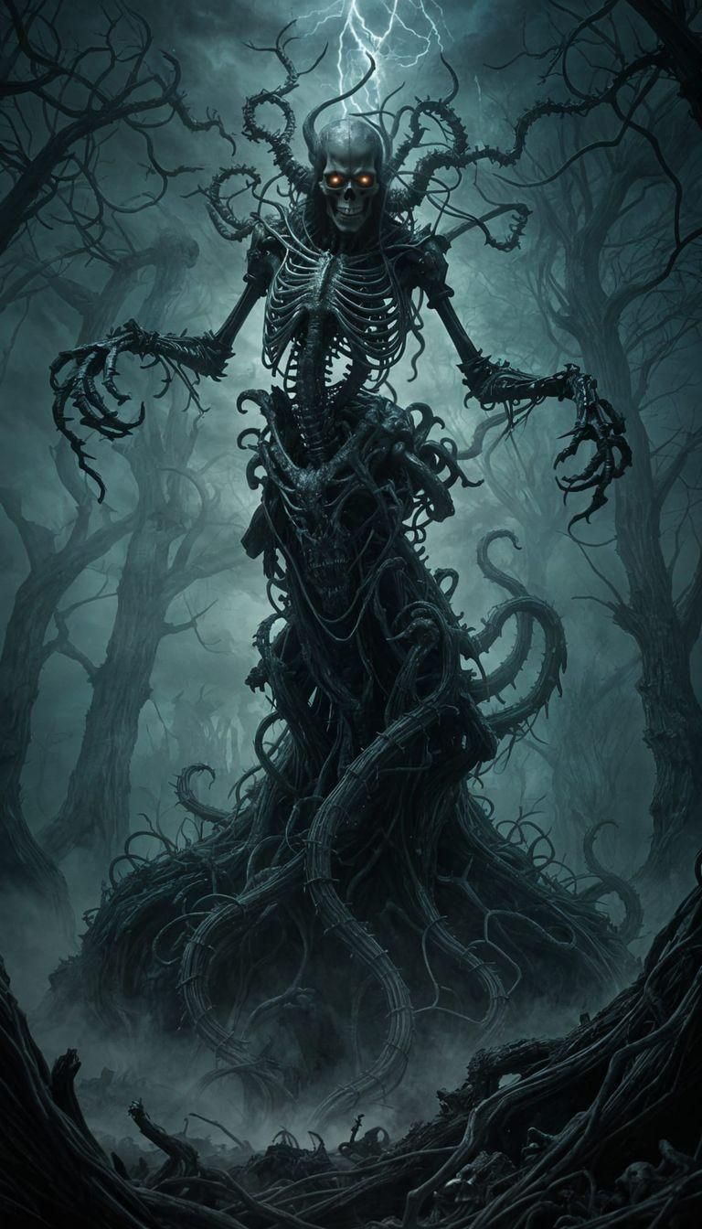 Hydra Skeleton in Horror Style