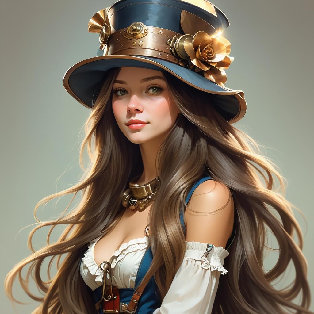 Steampunk Lady Portrait in Dramatic Cinematic Lighting