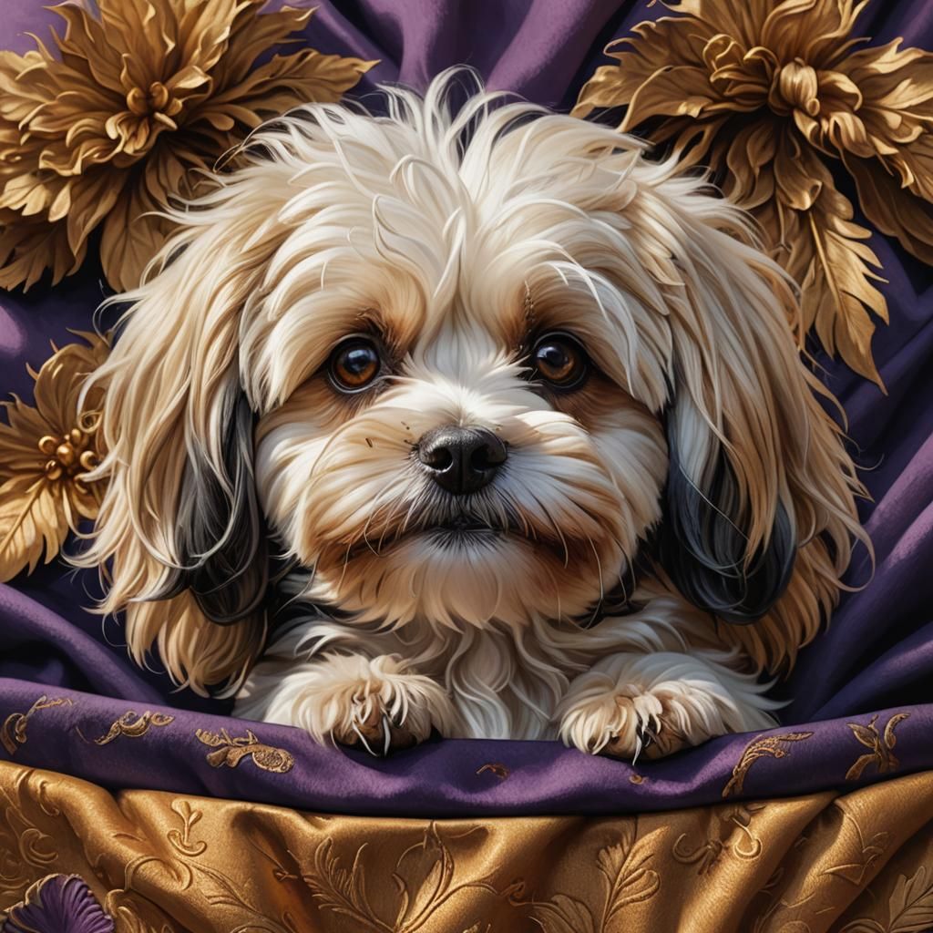 Havanese Dog Peek: Fantasy Realism Concept Art