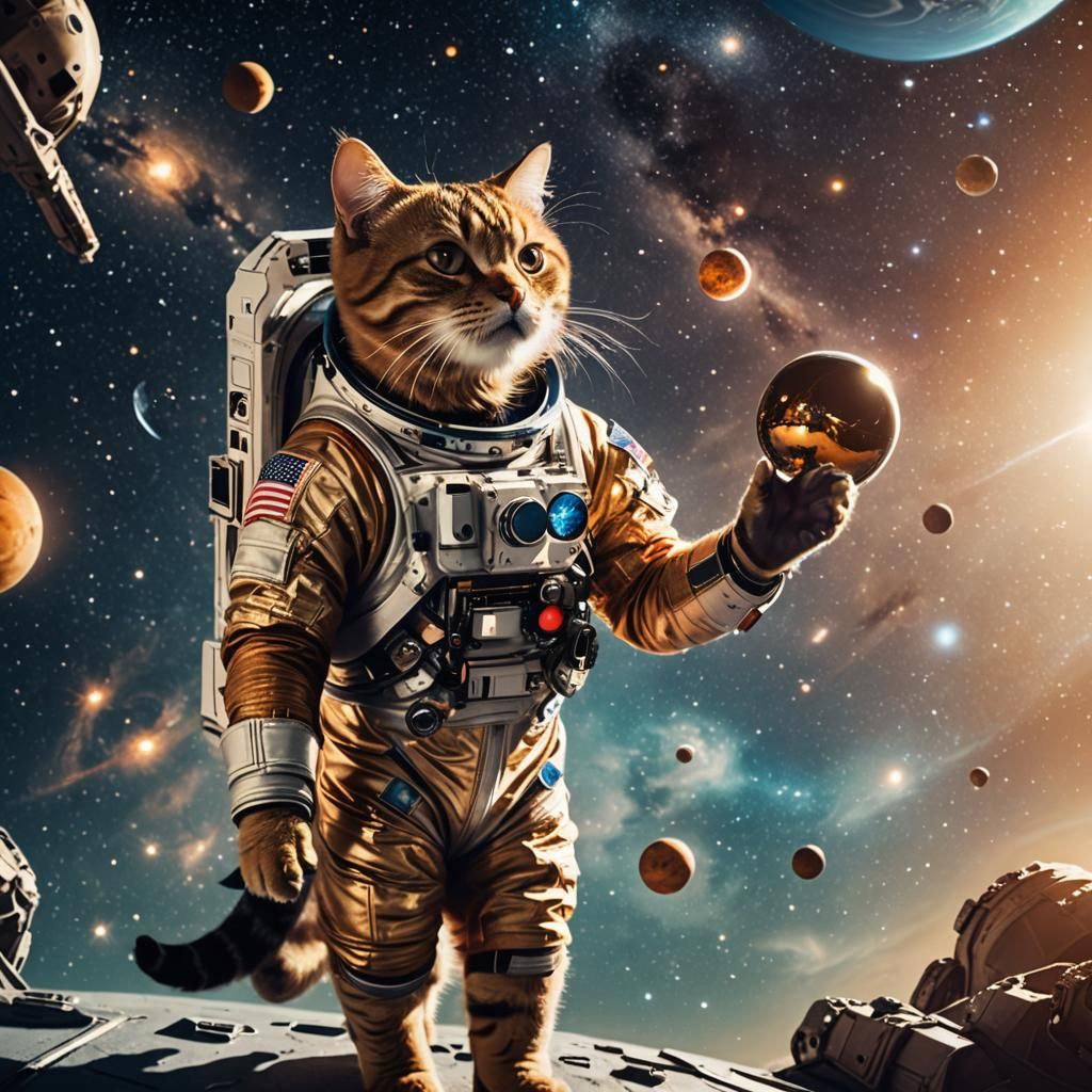 Astronaut Cat in Space: Astrophotography Style