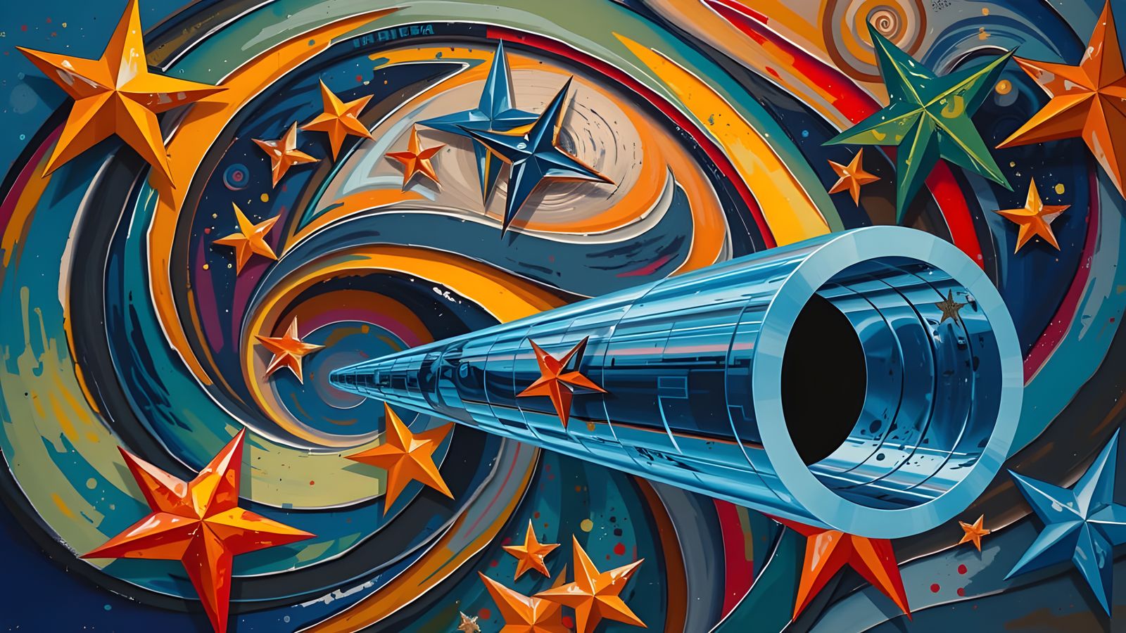 Cyberpunk Cosmic Vortex in Vibrant Impasto Oil