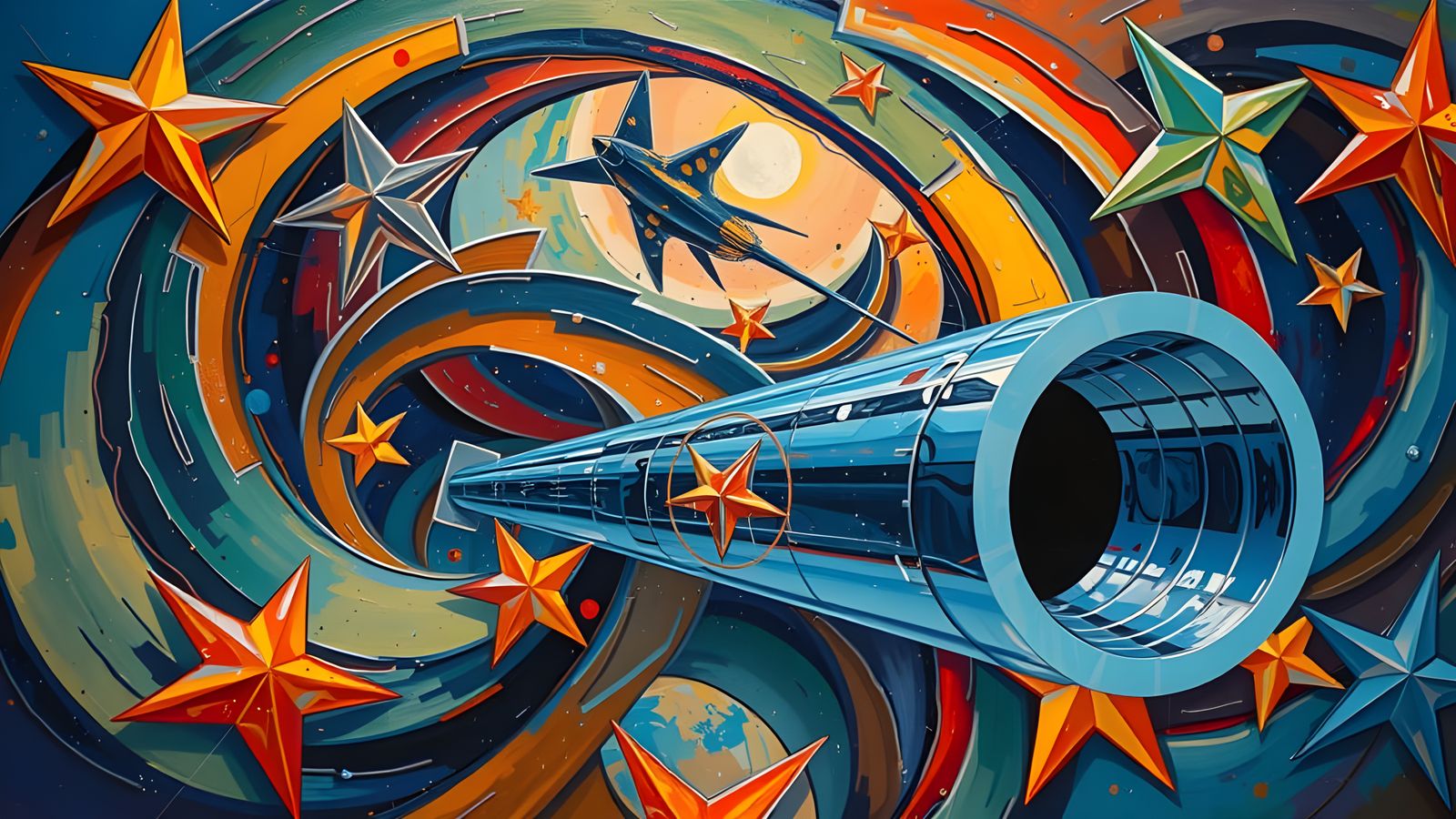 Vibrant Cosmic Vortex in Impasto Oil