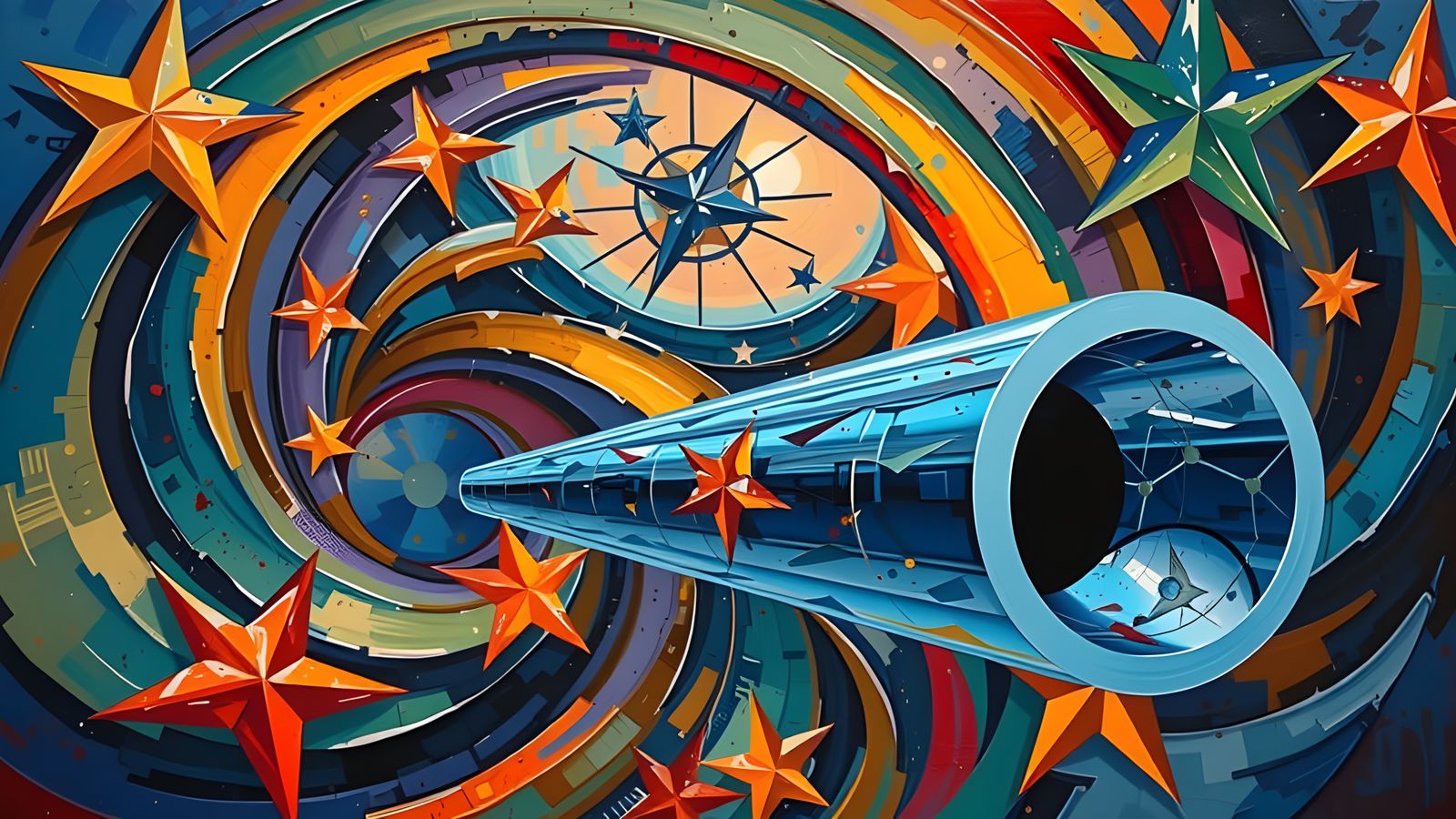 Vibrant Cosmic Vortex in Impasto Oil Style