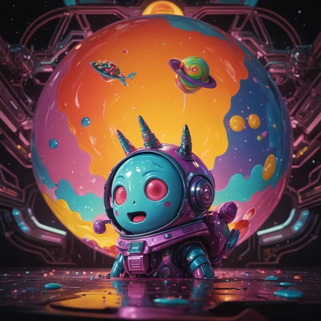 Candyland Sci-Fi Scene: Hyperrealistic Digital Illustration