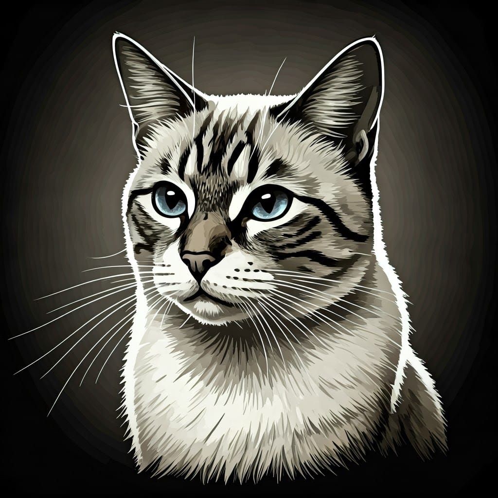 Bold Ink Portrait of a Confident Tabby Cat