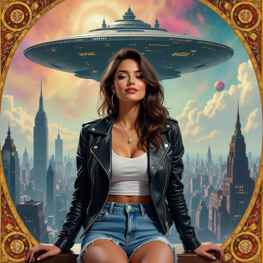 Sci-Fi Pin-Up in Gritty Metropolis