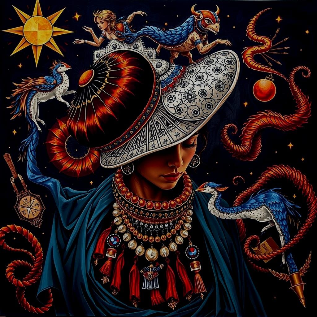 Black and White Portrait of Woman with Crimson Streak