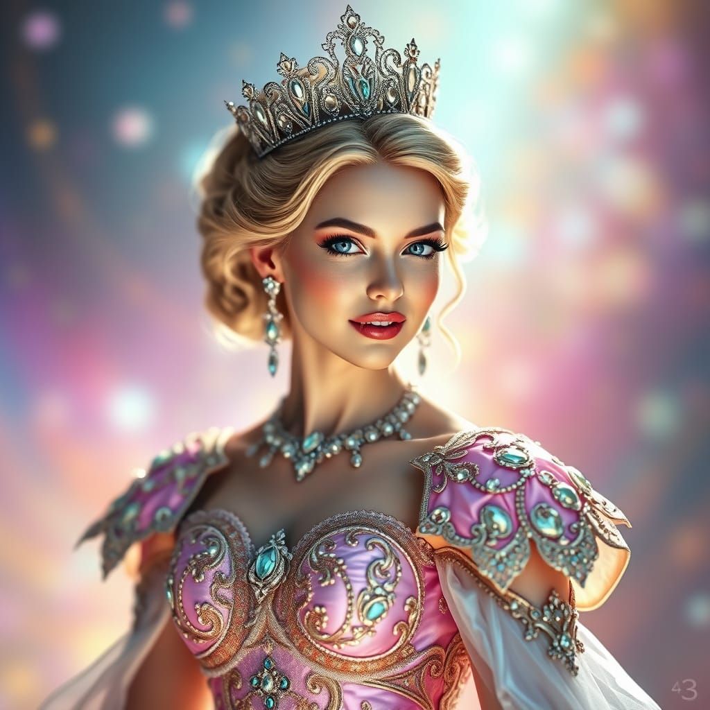 Ethereal Princess in Vibrant, Dreamy Hyperrealism