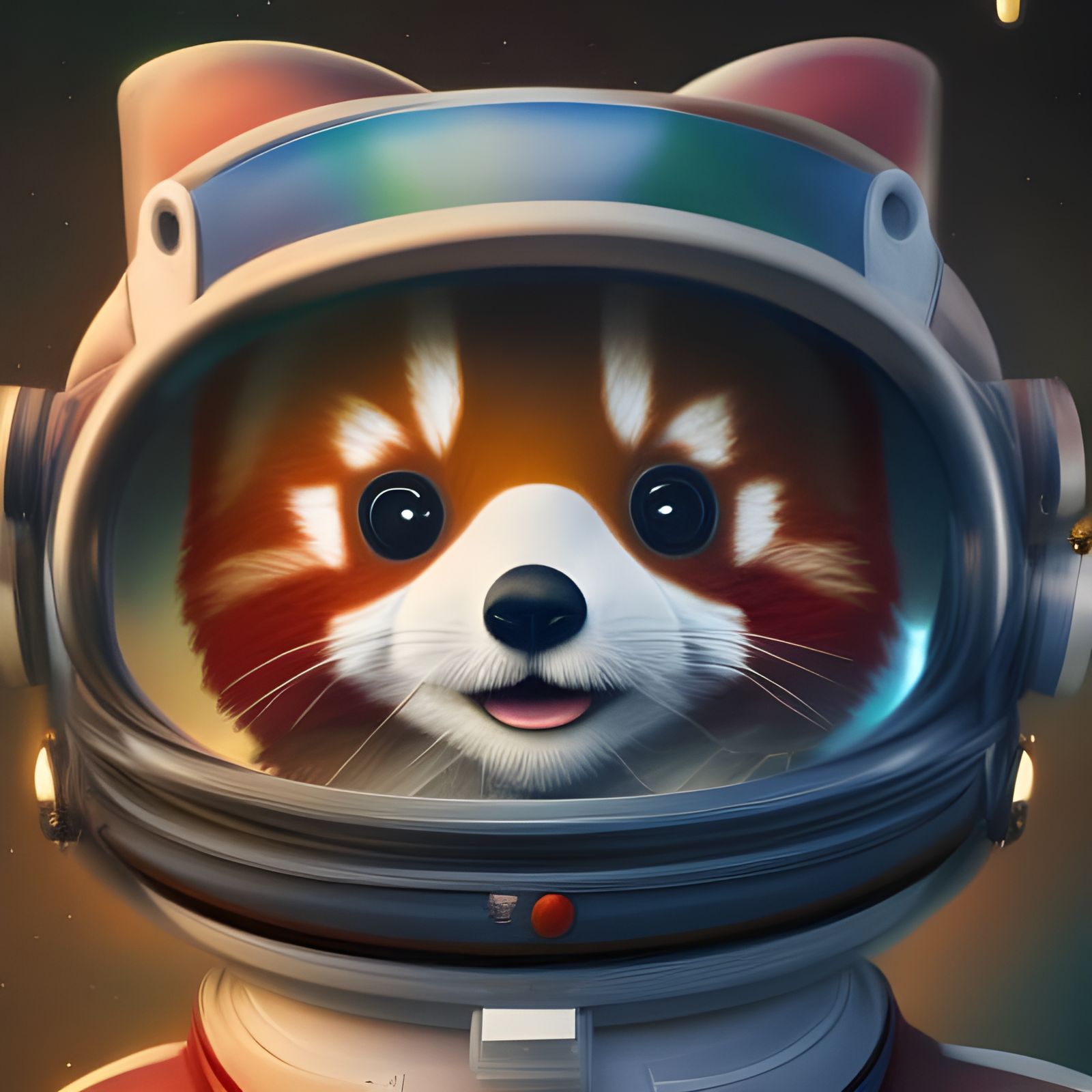 Adorable Red Panda Astronaut in Space, 3D Render