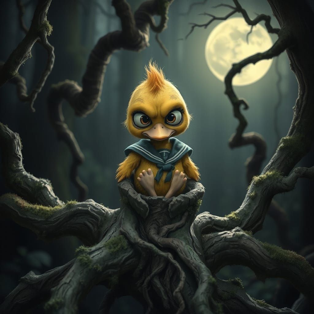 Tim Burton Style Duckling in Sailor Suit