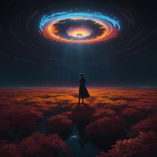 Naamah in Fiery Mystical Anime Landscape