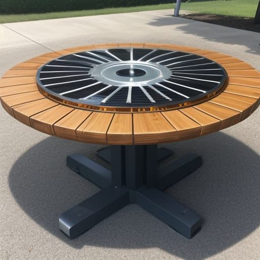 Upcycled Cable Spool Solar Resin Outdoor Table