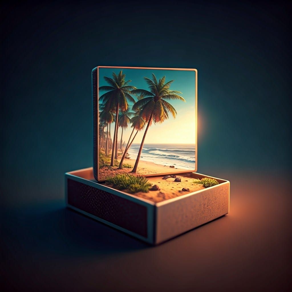 Miniature Futuristic Beach Scene in Matchbox