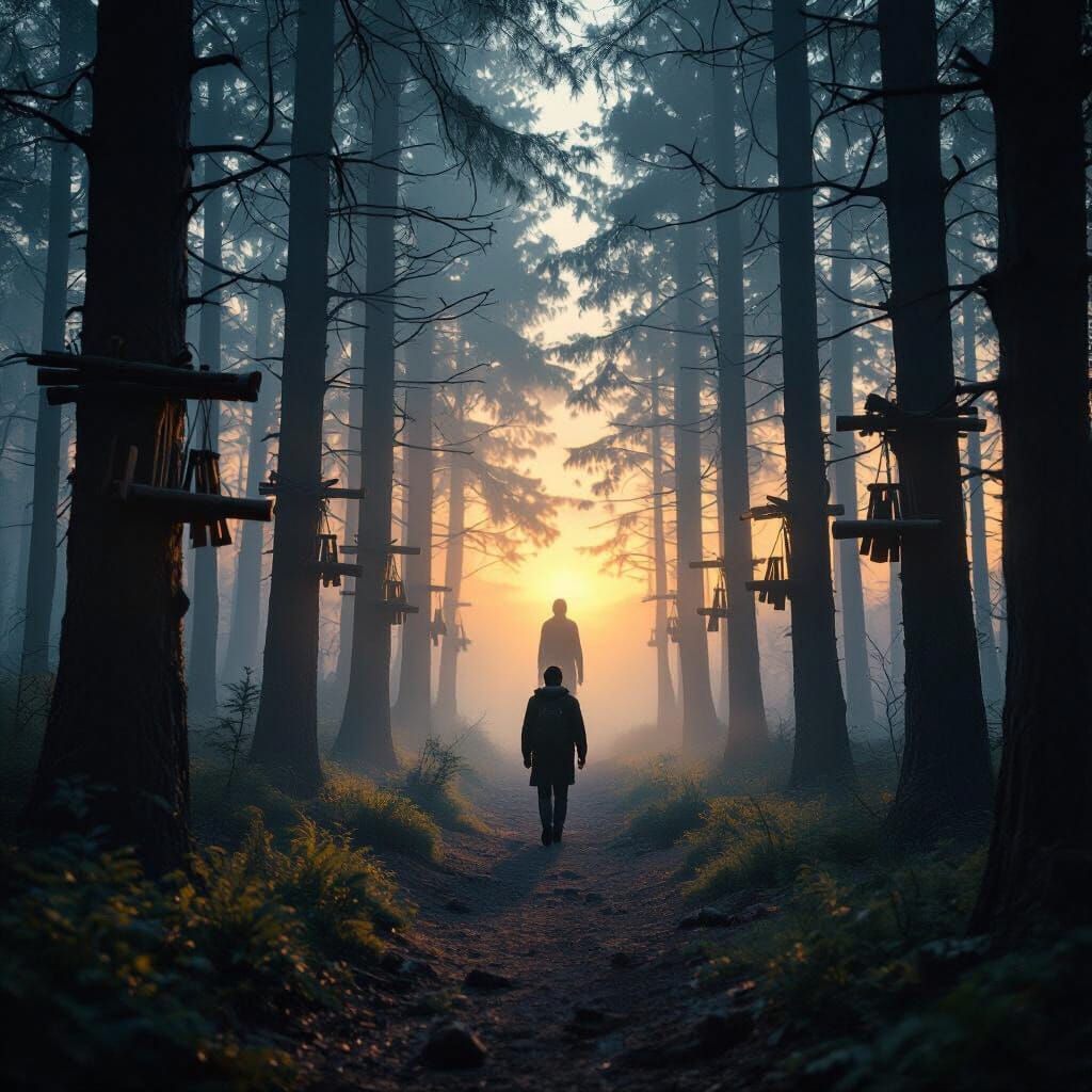 Hero in Whistling Forest: Cinematic Film Grain Aesthetic