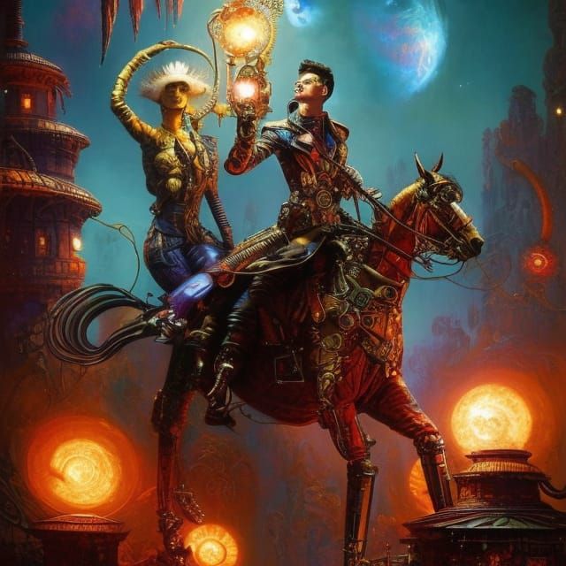 Steampunk Revolution Scene in Photorealistic Style