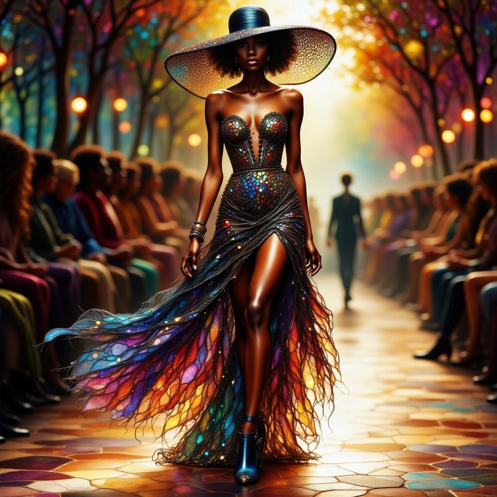 Black Woman Struts Catwalk in Avant-Garde Gown and Dramatic ...