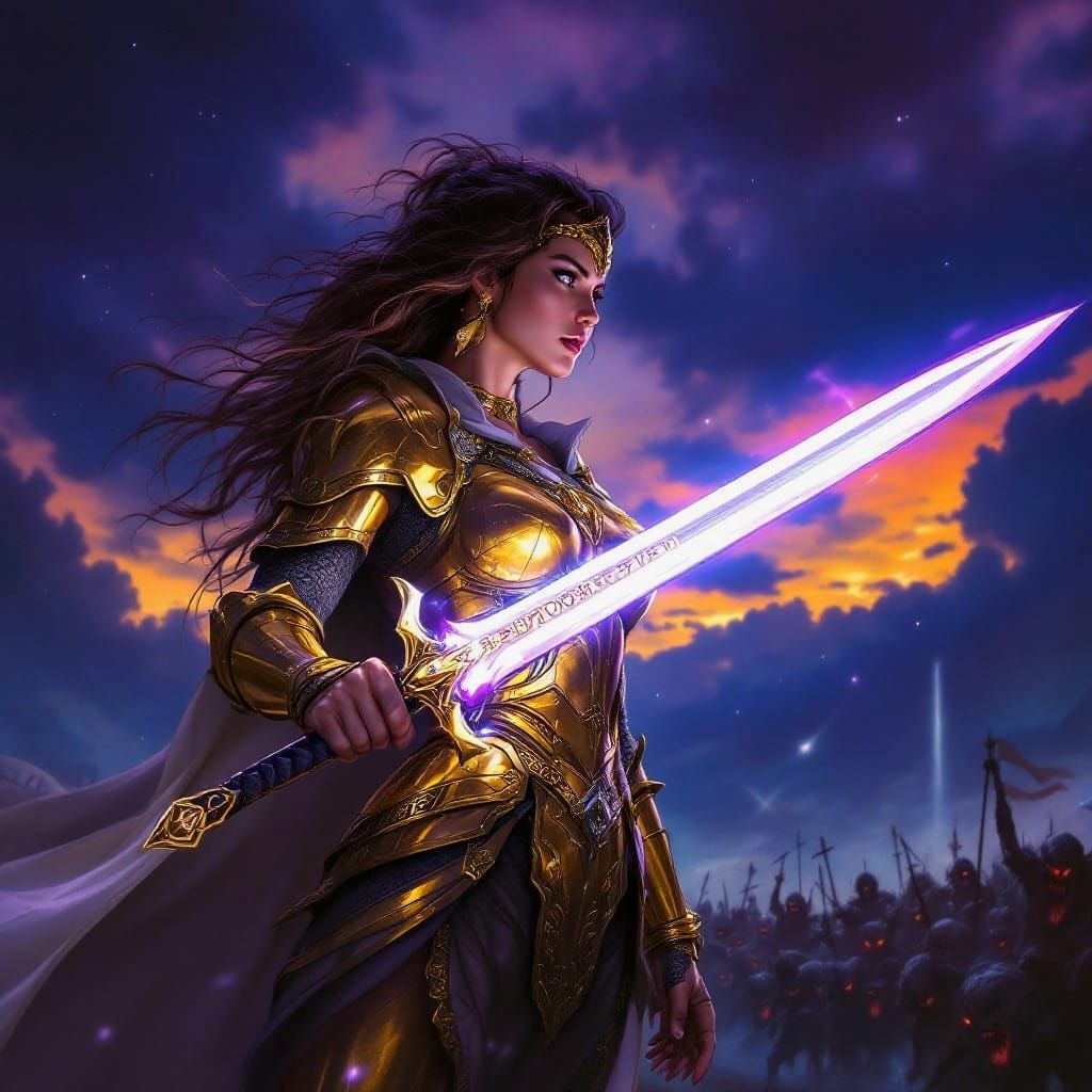 Courageous Warrior in Resplendent Golden Armour