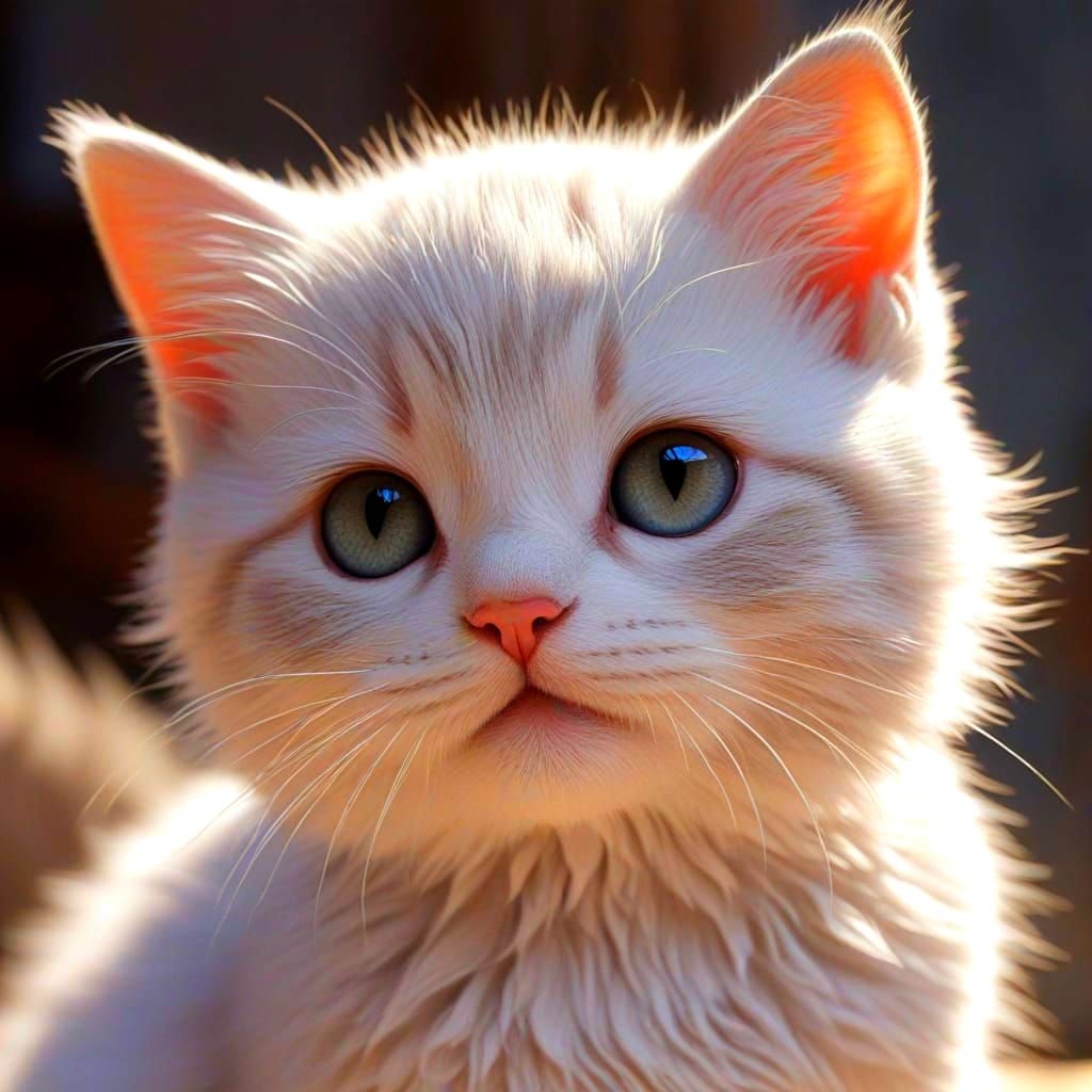 Cute Anime-Inspired Kitten in Realistic 3D Style
