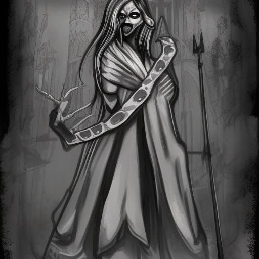 Mysterious Temple Guard in Zombiecore Style